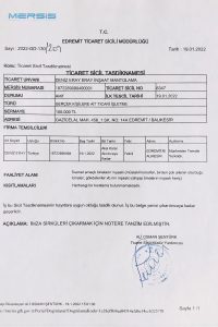 Mersis Sicil Tastiknamesi